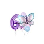 Mor Rakamli Kelebek Folyolu Balon Set, 6