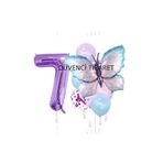 Mor Rakamli Kelebek Folyolu Balon Set, 7