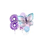 Mor Rakamli Kelebek Folyolu Balon Set, 8