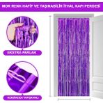 Mor Renk Ekstra Metalize Parlak Saçaklı Arka Fon Perde Ithal 1x2 Metre (4987) - Standart - Renkli