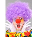 Mor Renk Kıvırcık Afro Bonus Peruk Takma Saç ve Kırmızı Burun Seti (5264)