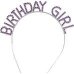 Mor Renk Kristal Taşlı Parlak Birthday Girl Yazılı Taç 16 x 17 cm