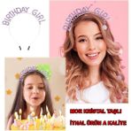 Mor Renk Kristal Taşlı Parlak Birthday Girl Yazılı Taç 16X17 cm (4767) - Lisinya