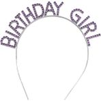 Mor Renk Kristal Taşlı Parlak Birthday Girl Yazılı Taç 16X17 cm - Standart