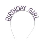 Mor Renk Kristal Taşlı Parlak Birthday Girl Yazılı Taç