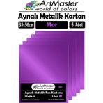 Mor Renkli 35X50 Metalik Aynalı Fon Kartonu 5 Adet 1 Paket Artmaster Metalik Aynalı Fon Kartonu