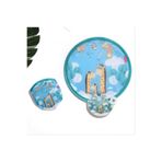mor salkım home Japon tarzı katlanabilir yelpaze (3 zürafa figürlü) çap 21 cm