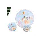 mor salkım home Japon tarzı katlanabilir yelpaze (kedi+ayı figürlü) çap 21 cm