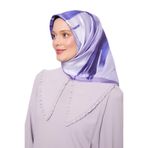 Mor Soyut Kristal Desen Twill İpek Eşarp