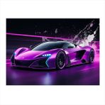 Mor Spor Araba Çizimi Art Mdf Poster 50cmX 70cm