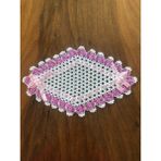 Mor Tırtıl El Işi Dantel Işleme Incili Kurdelalı Üçlü Tepsi Örtüsü Çeyizlik Hediyelik Söz Nişan Tepsisi Sunum - 48 x 28,5 cm