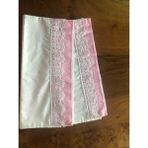 Mor Tırtıl El Işi Dantel Işlemeli 2 Adet Yastık Kılıfı Çeyizlik Hediyelik - Beyaz - Pembe - 83 x 49 cm