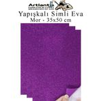 Mor Yapışkanlı Simli Eva 35X50 Cm 3 Adet Simli Yapışkanlı Eva Süngeri Okul Kreş Anasınıfı Elişi Etkinlikleri Hobi