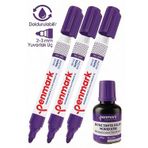 Mor Yazı Tahta Kalemi 3 Adet Ve Yazı Tahta Mürekkebi 30 Ml 1 Adet Doldurulabilir Tahta Kalemi Beyaz Yazı Tahtası
