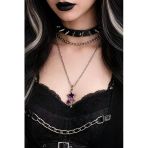 Mor Yıldız Figürlü Gotik Kolye Gümüş Renk Zincir Unisex