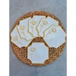Mora Tekstil Özel Tasarım Kahve Sunum Peçetesi , Kahve Yanı Sunumluk 6'lı Set Peçete - Hardal Sarısı - 14 x 14 cm