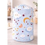 MorBebe Premium Bebek Kirli Sepeti Mavi Bulut Desenli | Oyuncak & Çamaşır Sepeti | Katlanabilir Organizer