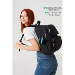 MORCA Dark Black Krinkıl Nemobags Unisex Suya Dayanıklı Siyah Klinkır Sırt Çantası Laptop Okul Çantası
