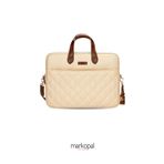 MORCA Macbook Askılı Notebook Çanta Tablet Laptop Kılıfı 13"-14" Ve 15"-16" Kapitone Deri Bej