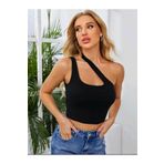 morche kadın asimetrik yaka tek omuz çapraz askılı tarz crop bluz