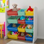 Mordeka 12 Sepetli Oyuncak Dolabı 90 cm Yükseklik 45 cm Derinlik Renkli Modern Tasarım