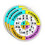 Mordesticker (3 Adet) Ohm Kanun Çıkartması Ohm Kanun Tekerlek Çıkartması 2 inç Kalıp Kesim Su Geçirmez Vinil Çıkartma Baret Dizüstü Bilgisayar Su Şişesi Telefon Kılıfı Ürün Dekor Çıkartma Eşyaları Onun için Doğum