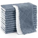 Mordimy 12'li Paket Mutfak Bezi Bulaşık Havlusu (10" x 10", Koyu Gri ve Beyaz), Süper Yumuşak ve Emici Bulaşık Bezleri, Mercan Kadife Mikrofiber Temizleme Bezi, Yapışmaz Yağ Hızlı Kuru Bulaşık Bezleri