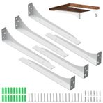 Mordx 6 adet beyaz Palet Braketi, 9.8"x2.3" inç yüzer raflar duvar için braketler uzun monte ağır hizmet tipi duvar rafı masa braketi L raf desteği, gizli raf braketleri, çamaşır odası mutfak kitaplığı için