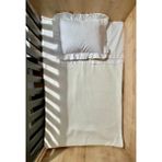More And Mori Bebek %100 Pamuk Pike ve Poplin Fırfırlı Dantel Detaylı Pike Takımı _pike Örgü Ekru/poplin Düz Ekru _80*185