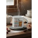 More Espresso Less Depresso Baskılı Enamel Görünümlü Seramik Vintage Kupa Bardak - Beyaz