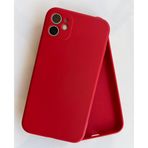 More Gsm iPhone 11 ile Uyumlu Köşeli Kalıp Lansman içi Kadife Soft Esnek Yapıya Sahip Darbeye Dayanıklı Sıvı Silikon Kılıf (Kırmızı)
