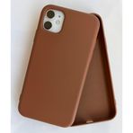 More Gsm iPhone 11 ile Uyumlu Lansman içi Kadife Soft Esnek Yapıya Sahip Darbeye Dayanıklı Sıvı Silikon Kılıf (Kahverengi)