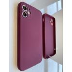 More Gsm iPhone 11 Uyumlu Logosuz Köseli Kalıp 12 Görünümlü Lansman Içi Süet Silikon Kılıf - Bordo