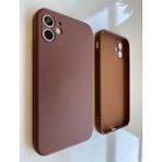 More Gsm iPhone 11 Uyumlu Logosuz Köseli Kalıp 12 Görünümlü Lansman Içi Süet Silikon Kılıf - Kahverengi