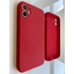 More Gsm iPhone 11 Uyumlu Logosuz Köseli Kalıp 12 Görünümlü Lansman Içi Süet Silikon Kılıf - Kırmızı