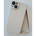 More Gsm iPhone 13 & 14 ile Uyumlu Kamera Korumalı Lansman içi Kadife Soft Esnek Yapıya Sahip Darbeye Dayanıklı Sıvı Silikon Kılıf (Krem)