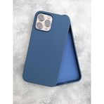 More Gsm iPhone 13 ProMax ile Uyumlu Lansman içi Kadife Soft Esnek Yapıya Sahip Darbeye Dayanıklı Sıvı Silikon Kılıf (Navy Blue)