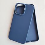 More Gsm iPhone 14 Pro ile Uyumlu Lansman içi Kadife Soft Esnek Yapıya Sahip Darbeye Dayanıklı Sıvı Silikon Kılıf (Navy Blue)