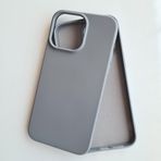 More Gsm iPhone 14 ProMax ile Uyumlu Lansman içi Kadife Soft Esnek Yapıya Sahip Darbeye Dayanıklı Sıvı Silikon Kılıf (Gri)