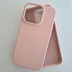 More Gsm iPhone 15 Pro ile Uyumlu Lansman içi Kadife Soft Esnek Yapıya Sahip Darbeye Dayanıklı Sıvı Silikon Kılıf (Kum Pembe)