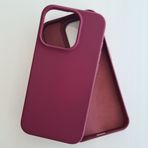 More Gsm iPhone 15 ProMax ile Uyumlu Lansman içi Kadife Soft Esnek Yapıya Sahip Darbeye Dayanıklı Sıvı Silikon Kılıf (Bordo)