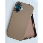 More Gsm iPhone 16 ile Uyumlu Lansman içi Kadife Soft Esnek Yapıya Sahip Darbeye Dayanıklı Sıvı Silikon Kılıf (Kahverengi)