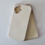 More Gsm iPhone 16 ile Uyumlu Lansman içi Kadife Soft Esnek Yapıya Sahip Darbeye Dayanıklı Sıvı Silikon Kılıf (Krem)