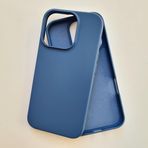 More Gsm iPhone 16 ProMax ile Uyumlu Lansman içi Kadife Soft Esnek Yapıya Sahip Darbeye Dayanıklı Sıvı Silikon Kılıf (Navy Blue)