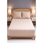 More Home Çift Kişilik Lastikli Çarşaf Seti + Yastık Kılıfı Bej - 180x200