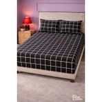 More Home Çift Kişilik Lastikli Çarşaf Seti + Yastık Kılıfı Kareli Desenli Siyah Beyaz - Siyah - Beyaz - 180x200