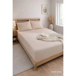 More Home Çift Kişilik Lastikli Çarşaf Seti + Yastık Kılıfı Koyu Bej - 180x200