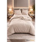 More Home Çift Kişilik Yorgan Kılıfı + Yastık Kılıfı Çarşafsız Bej