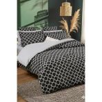 More Home Lastikli Çarşaf Çift Kişilik Nevresim Takımı Motif Desen Siyah Beyaz