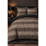 More Home Tek Kişilik Nevresim Takım Lastikli Çarşafı Leopar Desenli Siyah